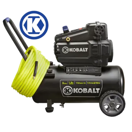 Kobalt 8-Gallon Portable Electric 150 PSI Horizontal Air Compressor in black