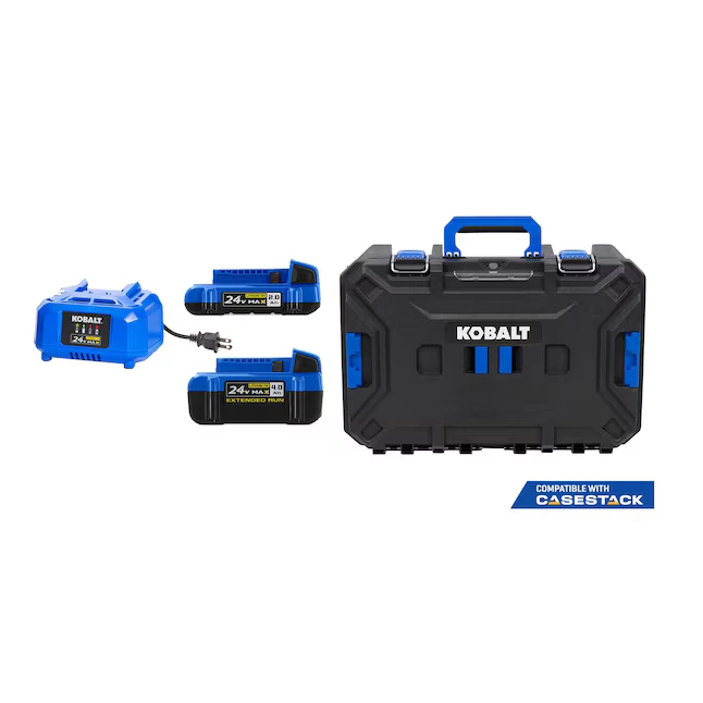 Kobalt 24-V 2-Pack Lithium-ion Battery Starter Kit with Toolbox (2 Ah and 4 Ah)