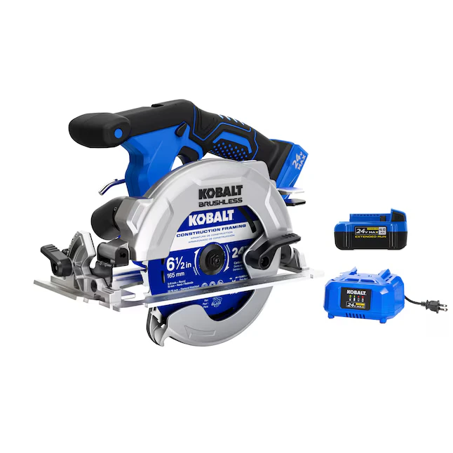 Kobalt 24-volt 4-Amp 6-1 by 2-in Brushless Cordless Circular Saw Kit (Battery & Charger Included)