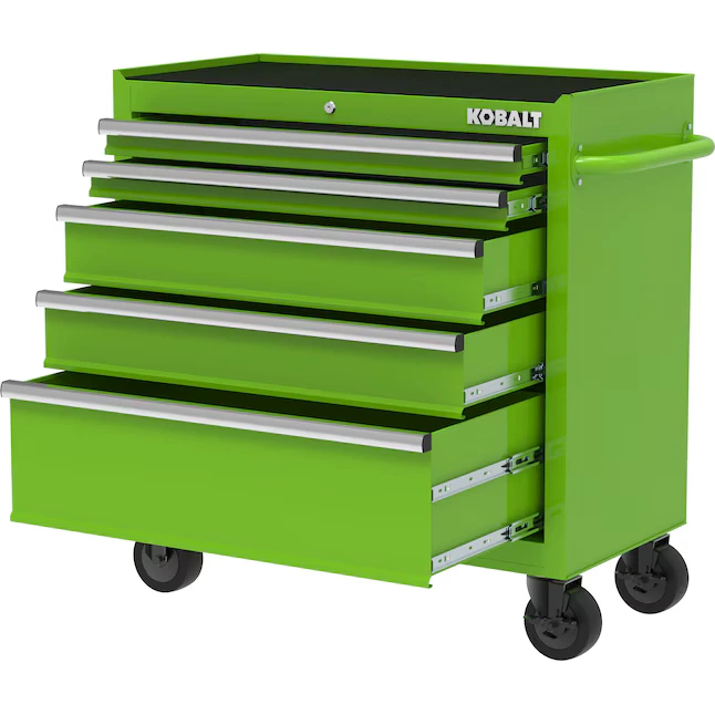 Kobalt 36-Inches W x 38-Inches H 5 -Drawer Metal Rolling Tool Cabinet (Green)