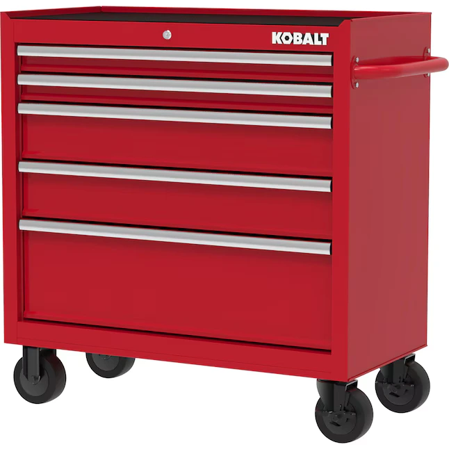 Kobalt 36-Inches W x 38-Inches H 5 -Drawer Metal Rolling Tool Cabinet (Red)